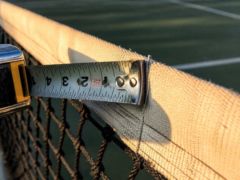 Close-up macro photograph of a steel tape measure laid against the white center strap…