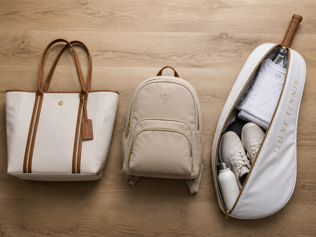 A photorealistic overhead flat-lay on a clean neutral wooden surface, showing three types of…