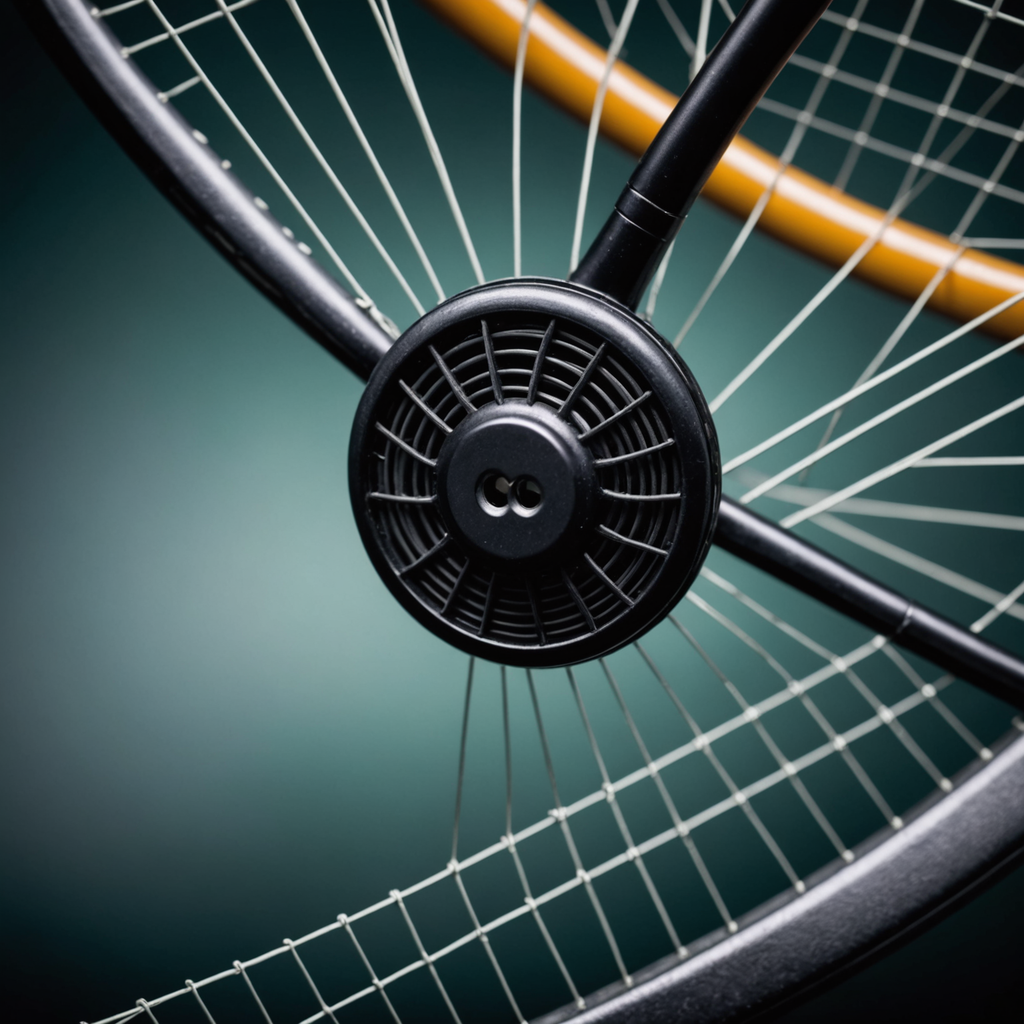 Extreme macro photograph of a black rubber button vibration dampener wedged between the tightly…