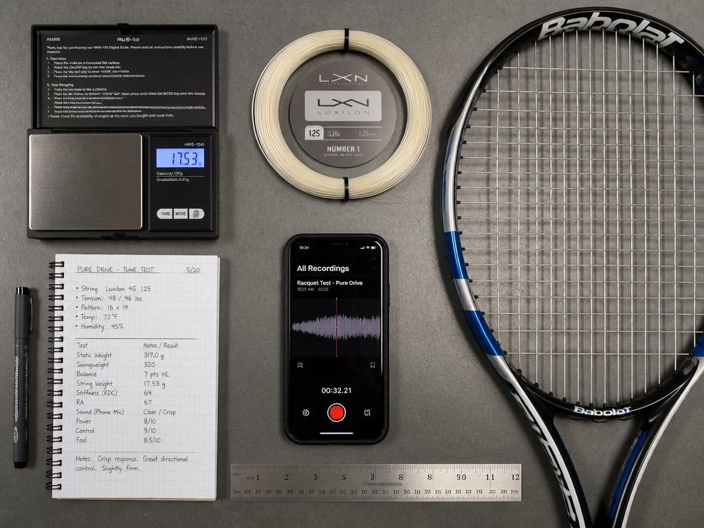 Overhead flat-lay on a matte gray workshop bench showing the tools of a methodical…